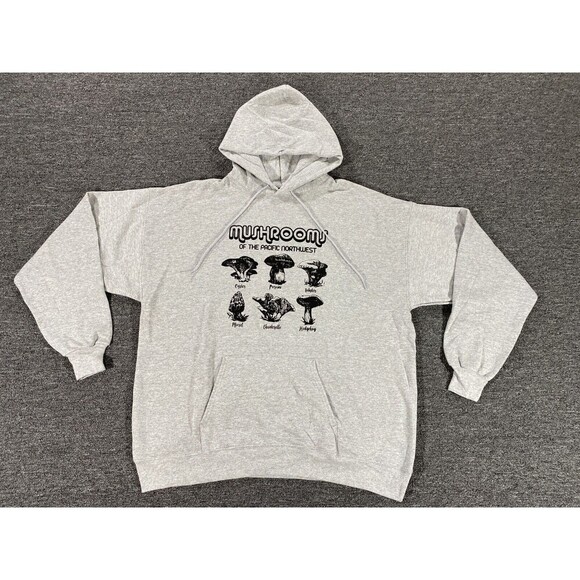 Hanes Mushroom Sweater Mens Extra Large Gray Pullover Hoodie Long Sleeve Jacket - Picture 1 of 12